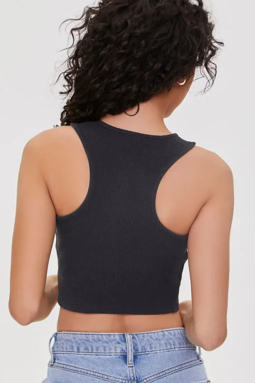 Nyc Graphic Lace-Up Crop Top