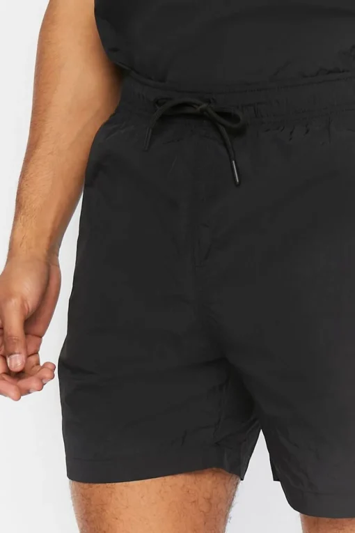 Nylon Drawstring Flap-Pocket Shorts