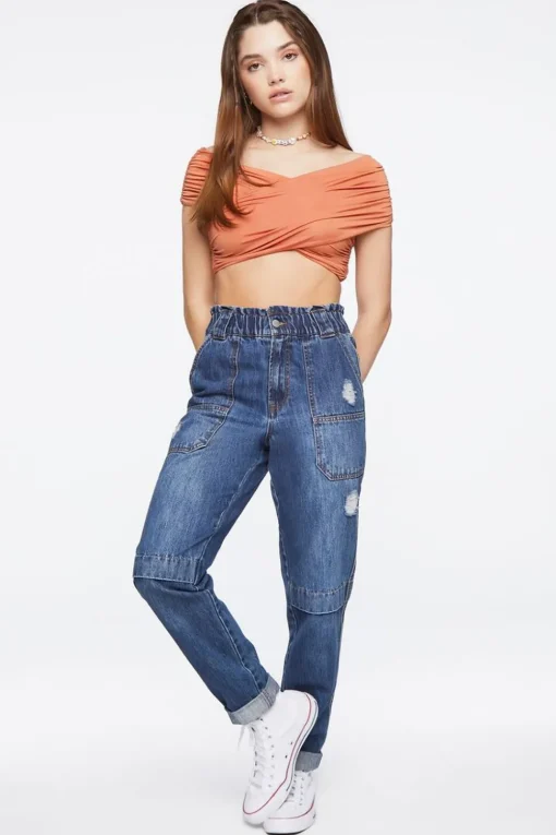 Off-The-Shoulder Crossover Crop Top