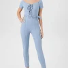 Off-The-Shoulder Denim Jumpsuit