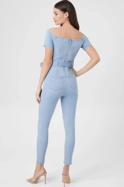 Off-The-Shoulder Denim Jumpsuit