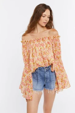 Off-The-Shoulder Floral Print Top