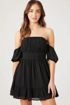 Off-The-Shoulder Flounce Mini Dress