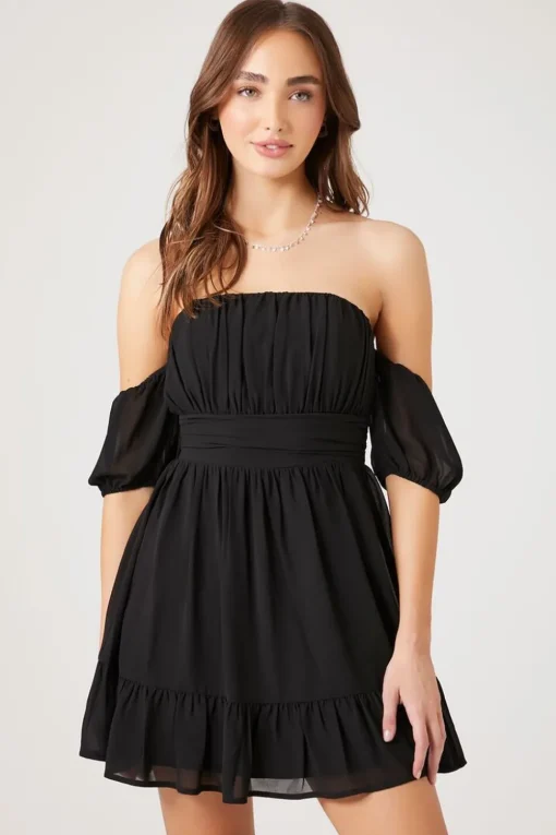 Off-The-Shoulder Flounce Mini Dress