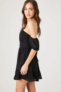 Off-The-Shoulder Flounce Mini Dress