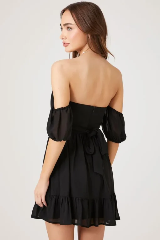 Off-The-Shoulder Flounce Mini Dress