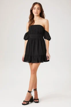 Off-The-Shoulder Flounce Mini Dress