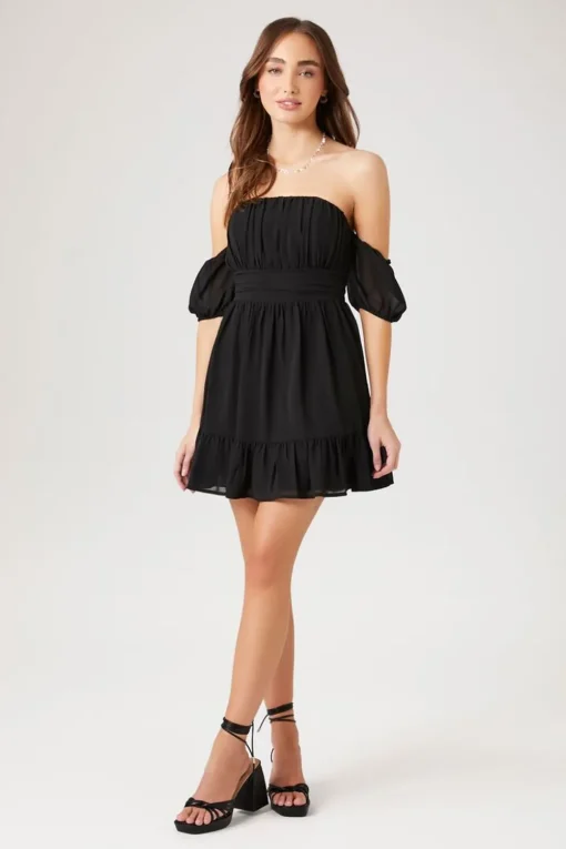 Off-The-Shoulder Flounce Mini Dress