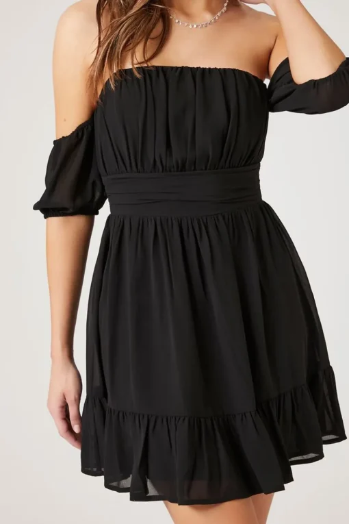 Off-The-Shoulder Flounce Mini Dress