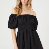 Off-The-Shoulder Peasant Mini Dress