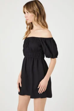 Off-The-Shoulder Peasant Mini Dress