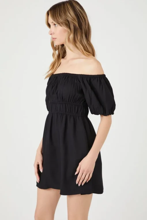 Off-The-Shoulder Peasant Mini Dress