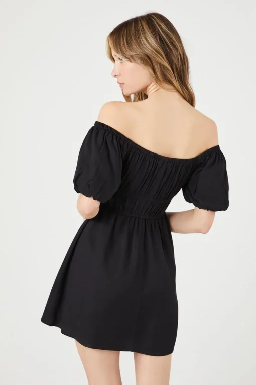 Off-The-Shoulder Peasant Mini Dress