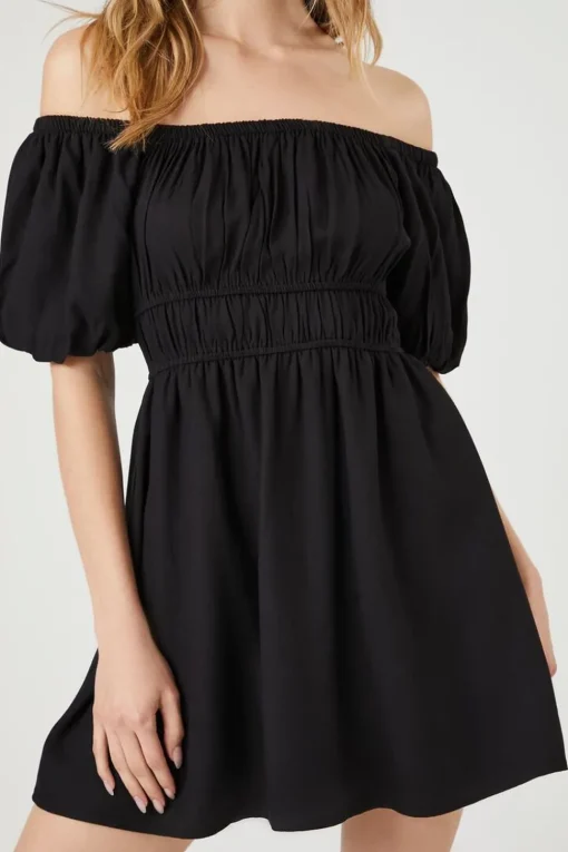Off-The-Shoulder Peasant Mini Dress