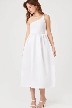 One-Shoulder Babydoll Midi Dress