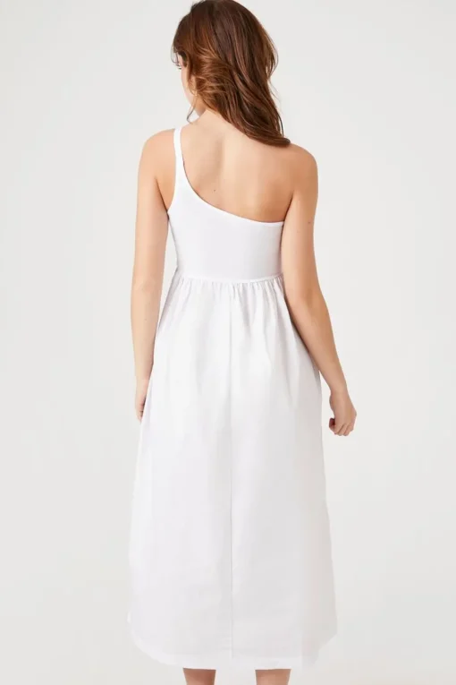 One-Shoulder Babydoll Midi Dress