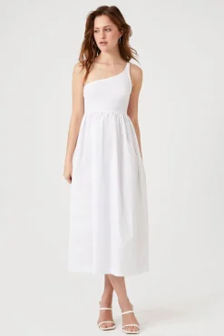One-Shoulder Babydoll Midi Dress
