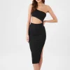 One-Shoulder Cutout Midi Dress