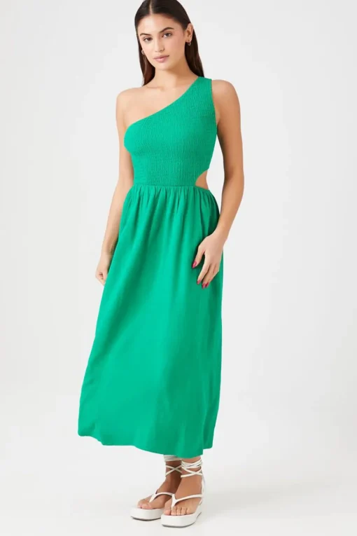 One-Shoulder Cutout Midi Dress