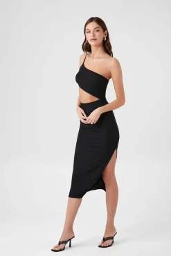 One-Shoulder Cutout Midi Dress