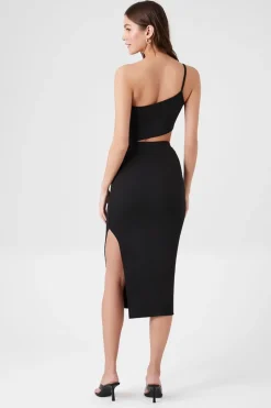 One-Shoulder Cutout Midi Dress