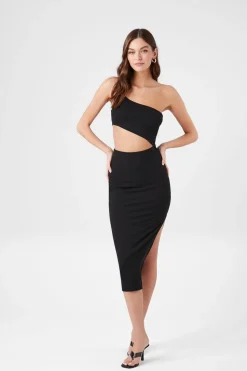 One-Shoulder Cutout Midi Dress