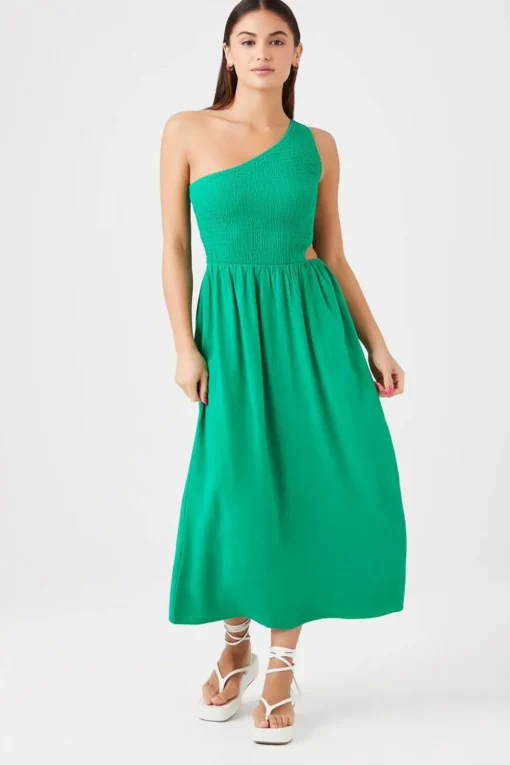 One-Shoulder Cutout Midi Dress
