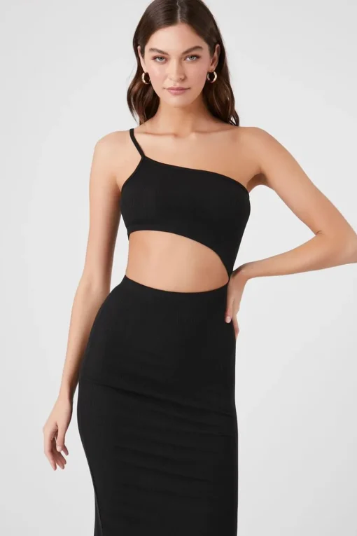 One-Shoulder Cutout Midi Dress