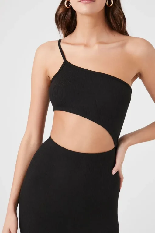 One-Shoulder Cutout Midi Dress