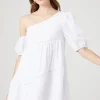 One-Shoulder Poplin Babydoll Dress