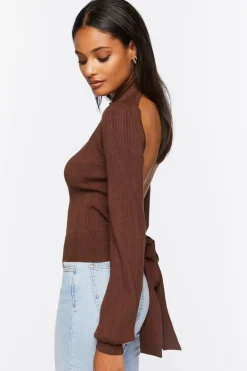 Open-Back Mock Neck Sweater