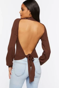 Open-Back Mock Neck Sweater