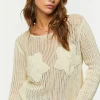 Open-Knit Floral Sweater