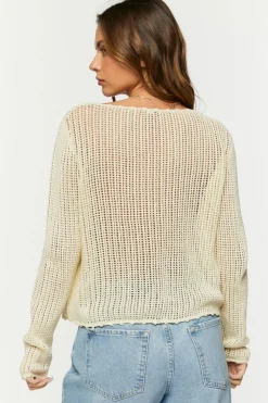 Open-Knit Floral Sweater