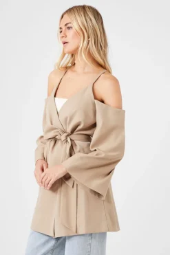 Open-Shoulder Wrap Jacket
