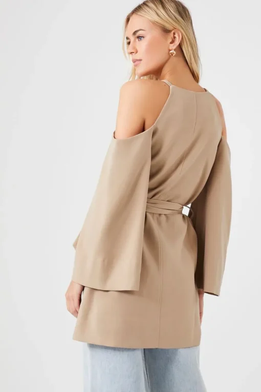 Open-Shoulder Wrap Jacket