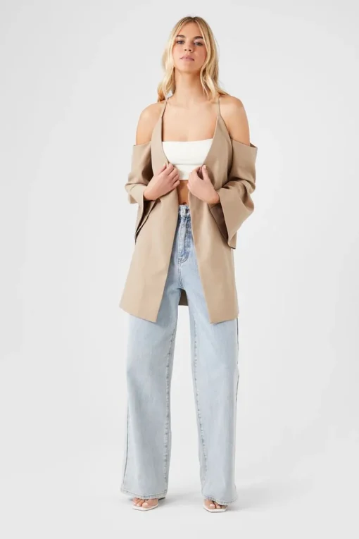 Open-Shoulder Wrap Jacket