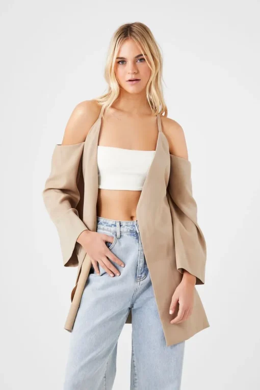 Open-Shoulder Wrap Jacket