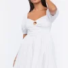 O-Ring Puff-Sleeve Mini Dress