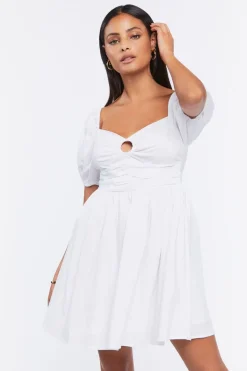 O-Ring Puff-Sleeve Mini Dress