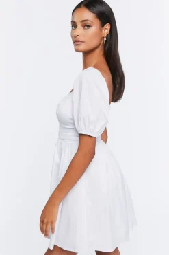 O-Ring Puff-Sleeve Mini Dress
