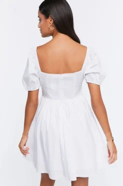 O-Ring Puff-Sleeve Mini Dress