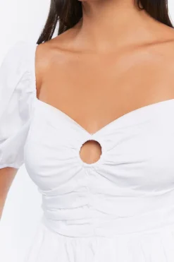 O-Ring Puff-Sleeve Mini Dress