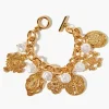 Ornate Faux Pearl Charm Bracelet