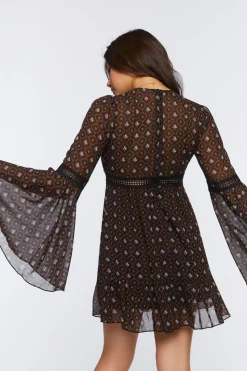 Ornate Floral Chiffon Mini Dress