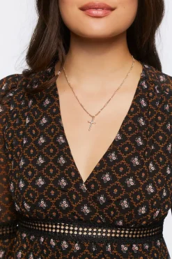Ornate Floral Chiffon Mini Dress