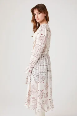 Ornate Print Chiffon Kimono