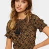 Ornate Print Puff-Sleeve Crop Top