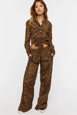 Ornate Print Wide-Leg Pants