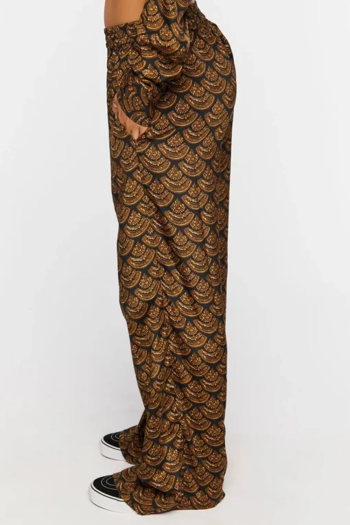 Ornate Print Wide-Leg Pants